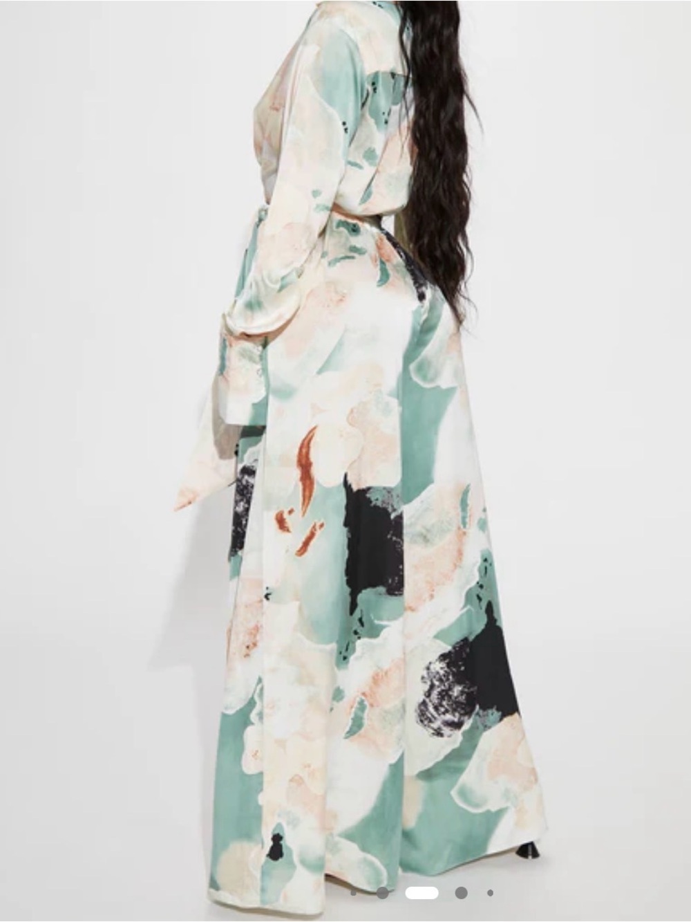 Fashion Nova Abstract Maxi Pantsuit in Seafoam, Cream & Black